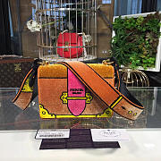 PRADA CAHIER VELVET SHOULDER BAG ORANGER 4318 - 1