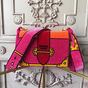 PRADA CAHIER VELVET SHOULDER BAG ROSE RED 4320 - 2