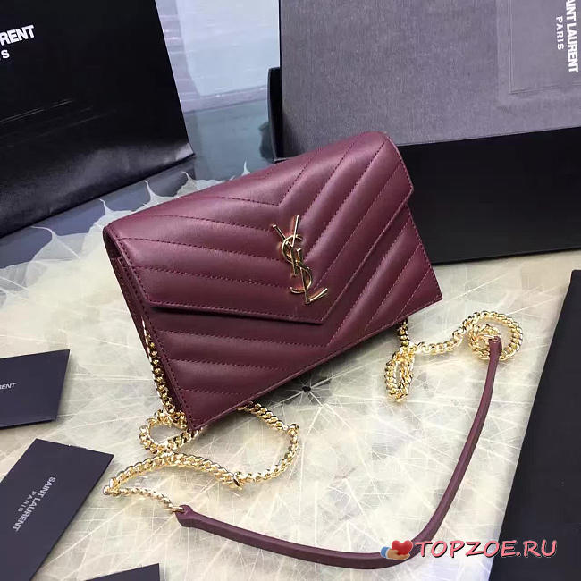 ysl gold monogram college wine red CohotBag 5071 - 1