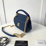 CHANEL GRAINED CALFSKIN MINI TOP HANDLE FLAP BAG BLUE A93756 VS 00398 - 2