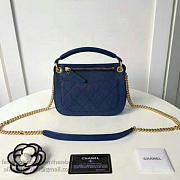 CHANEL GRAINED CALFSKIN MINI TOP HANDLE FLAP BAG BLUE A93756 VS 00398 - 3