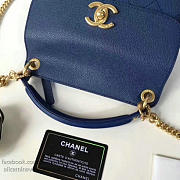 CHANEL GRAINED CALFSKIN MINI TOP HANDLE FLAP BAG BLUE A93756 VS 00398 - 4