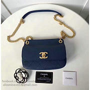 CHANEL GRAINED CALFSKIN MINI TOP HANDLE FLAP BAG BLUE A93756 VS 00398 - 5