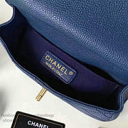 CHANEL GRAINED CALFSKIN MINI TOP HANDLE FLAP BAG BLUE A93756 VS 00398 - 6