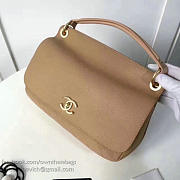 CHANEL GRAINED CALFSKIN LARGE TOP HANDLE FLAP BAG BEIGE A93757 VS 03950 - 5