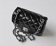 CHANEL LAMBSKIN LEATHER FLAP BAG WITH SILVER HARDWARE BLACK - 4