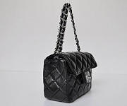 CHANEL LAMBSKIN LEATHER FLAP BAG WITH SILVER HARDWARE BLACK - 3