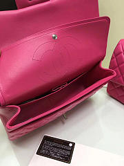 CHANEL LAMBSKIN LEATHER FLAP BAG GOLD/SILVER ROSE RED 30CM - 5