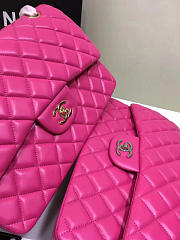 CHANEL LAMBSKIN LEATHER FLAP BAG GOLD/SILVER ROSE RED 30CM - 4