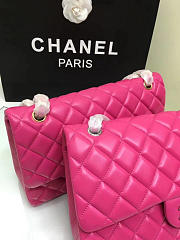 CHANEL LAMBSKIN LEATHER FLAP BAG GOLD/SILVER ROSE RED 30CM - 3