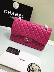 CHANEL LAMBSKIN LEATHER FLAP BAG GOLD/SILVER ROSE RED 30CM - 2