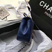 CHANEL CAVIAR QUILTED LAMBSKIN FLAP BAG WITH TOP HANDLE BLUE A93752 VS 06898 - 6