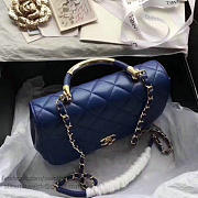 CHANEL CAVIAR QUILTED LAMBSKIN FLAP BAG WITH TOP HANDLE BLUE A93752 VS 06898 - 5