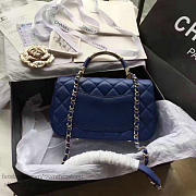CHANEL CAVIAR QUILTED LAMBSKIN FLAP BAG WITH TOP HANDLE BLUE A93752 VS 06898 - 2