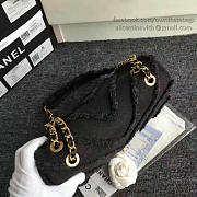 CHANEL BLACK CANVAS PATCHWORK CHEVRON MEDIUM FLAP BAG 040101 VS 02373 - 2