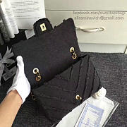 CHANEL BLACK CANVAS PATCHWORK CHEVRON MEDIUM FLAP BAG 040101 VS 02373 - 4