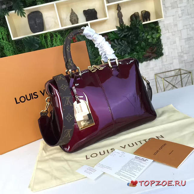 LV Vernis Tote Miroir Patent Leather Burgundy 32CM - 1