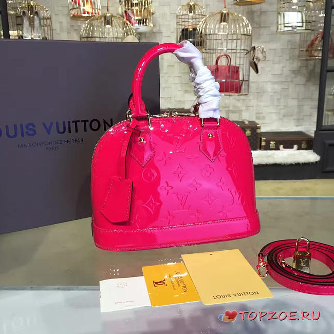 LOUIS VUITTON ALMA BB SHINING RED MONOGRAM VERNIS LEATHER 3555 - 1
