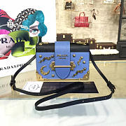 PRADA CAHIER LEATHER SHOULDER BAG METEOR LIGHT BLUE 4275 - 6