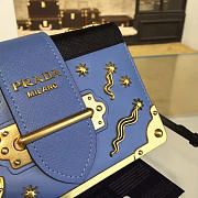 PRADA CAHIER LEATHER SHOULDER BAG METEOR LIGHT BLUE 4275 - 3