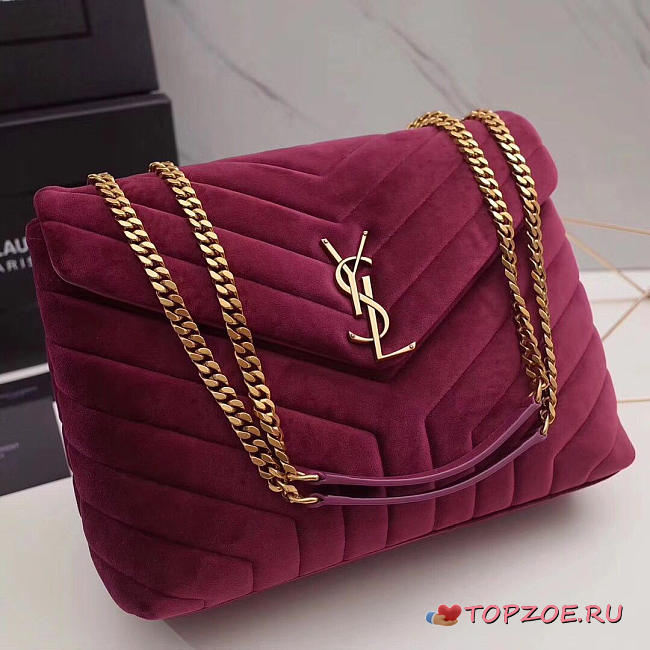 YSL LOULOU MONOGRAM QUILTED VELVET SHOULDER BAG LARGE 4801 - 1