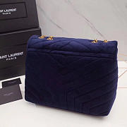 YSL LOULOU MONOGRAM QUILTED VELVET SHOULDER BAG LARGE BLUE 4811 - 5