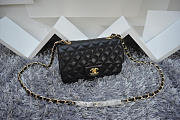 CHANEL LAMBSKIN LEATHER FLAP BAG WITH GOLD/SILVER HARDWARE BLACK 20CM - 2