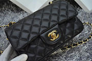 CHANEL LAMBSKIN LEATHER FLAP BAG WITH GOLD/SILVER HARDWARE BLACK 20CM - 5
