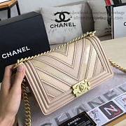 CHANEL CHEVRON QUILTED MEDIUM BOY BAG BEIGE A67086 VS 03308 - 5