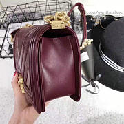 CHANEL CHEVRON QUILTED MEDIUM BOY BAG BURGUNDY A67086 VS 06664 - 5