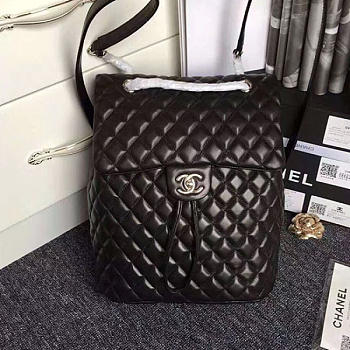 CHANEL QUILTED LAMBSKIN LARGE BACKPACK BLACK 30CM