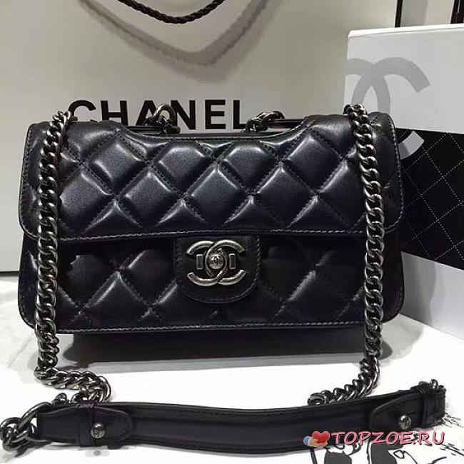 CHANEL QUILTED CALFSKIN PERFECT EDGE BAG SILVER BLACK A14041 VS 00923 - 1
