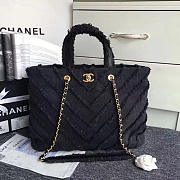 CHANEL CANVAS PATCHWORK CHEVRON LARGE SHOPPING BAG BLACK 260302 VS 02391 - 1