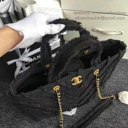 CHANEL CANVAS PATCHWORK CHEVRON LARGE SHOPPING BAG BLACK 260302 VS 02391 - 4