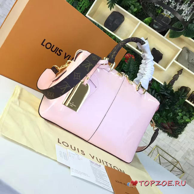 LV Vernis Tote Miroir Patent Leather Pink 32CM - 1