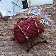 CHANEL BOWLING BAG JERSEY & GOLD-TONE METAL A69924 WINE RED - 1
