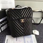 CHANEL CHEVRON LAMBSKIN BACKPACK BLACK GOLD HARDWARE 24CM - 1