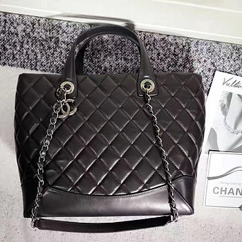CHANEL CAVIAR QUILTED LAMBSKIN SHOPPING TOTE BAG BLACK 260301 VS 02839