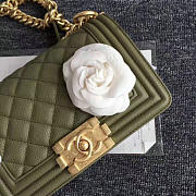CHANEL QUILTED CAVIAR SMALL BOY BAG GREEN A67085 VS 06103 - 6