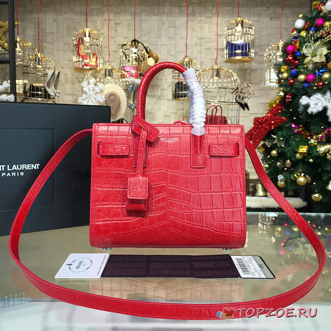YSL SAC DE JOUR IN CROCODILE EMBOSSED LEATHER RED 4920 - 1