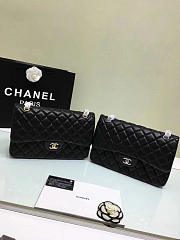 CHANEL LAMBSKIN LEATHER FLAP BAG WITH GOLD/SILVER HARDWARE BLACK 30CM - 6