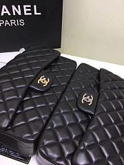 CHANEL LAMBSKIN LEATHER FLAP BAG WITH GOLD/SILVER HARDWARE BLACK 30CM - 4