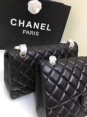 CHANEL LAMBSKIN LEATHER FLAP BAG WITH GOLD/SILVER HARDWARE BLACK 30CM - 3