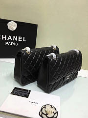 CHANEL LAMBSKIN LEATHER FLAP BAG WITH GOLD/SILVER HARDWARE BLACK 30CM - 2