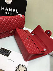 CHANEL LAMBSKIN LEATHER FLAP BAG GOLD/SILVER RED 30CM - 3