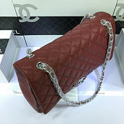 CHANEL CAVIAR LEATHER FLAP BAG GOLD/SILVER MAROON RED 33CM - 4