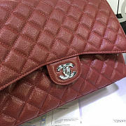 CHANEL CAVIAR LEATHER FLAP BAG GOLD/SILVER MAROON RED 33CM - 6