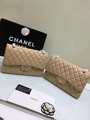 CHANEL LAMBSKIN LEATHER FLAP BAG GOLD/SILVER BEIGE LARGE 30CM - 6