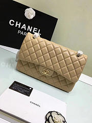 CHANEL LAMBSKIN LEATHER FLAP BAG GOLD/SILVER BEIGE LARGE 30CM - 4