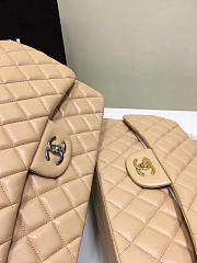 CHANEL LAMBSKIN LEATHER FLAP BAG GOLD/SILVER BEIGE LARGE 30CM - 3